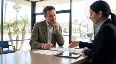 A convertible car rental driving down a winding coastal highway in California