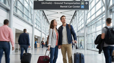 A white shuttle bus for car rental pickups waits for passengers at the Philadelphia Airport curb in Pennsylvania
