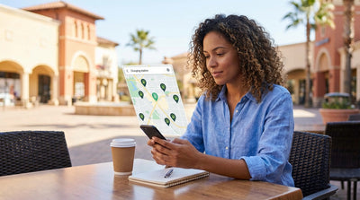 A person plugs in a white electric car rental at a charging station under a sunny Texas sky
