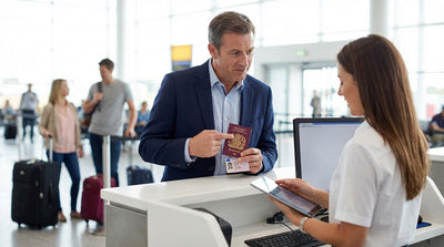 A person enjoying their car hire, driving a convertible down an open road in the United States