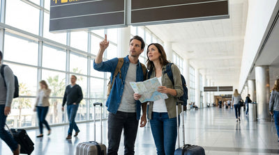 An airport sign in Miami points travelers toward the MIA Mover and the car rental center