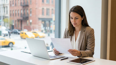 A car rental driving in heavy traffic with yellow cabs on a busy street in New York City
