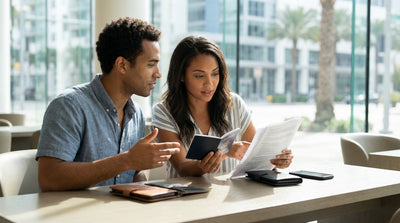 A person holds a passport and keys inside their car hire before a road trip in the United States