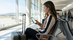 Person holding a smartphone displaying a map inside a car rental at San Francisco airport