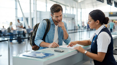 A white car rental driving under an electronic toll gantry on a sunny highway in Pennsylvania