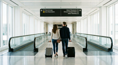 The arrivals hall at Pittsburgh Airport in Pennsylvania with a sign directing travelers to car rental services