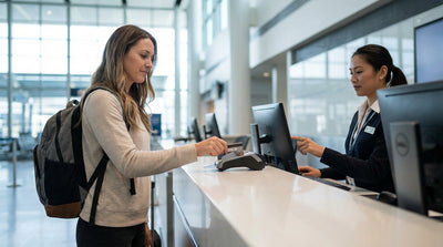 A red convertible for car hire parked with a view of the Golden Gate Bridge in San Francisco