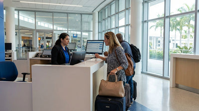 Rows of vehicles ready for car rental in a bright, sunny Miami airport parking garage