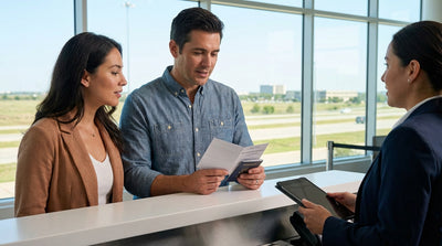 A car on a long, straight highway through the Texas desert, a scenic drive for a car hire road trip