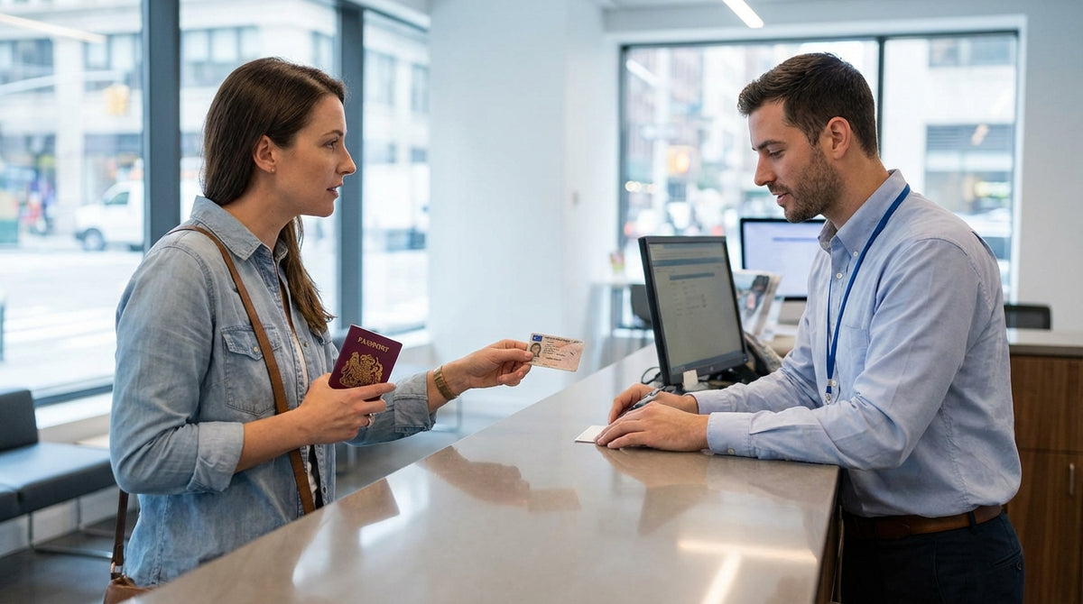 A silver sedan used for car hire in New York driving down a city street with skyscrapers ahead