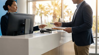 A convertible car rental driving on a winding coastal road in Big Sur, California