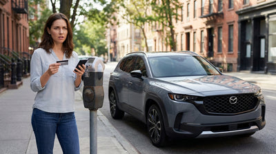 A car hire parked on a Philadelphia street beside a traditional coin-operated parking meter