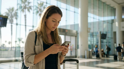 A scenic Los Angeles car rental journey with a convertible driving along the coast during a beautiful sunset