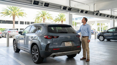 A driver returning their vehicle to the Miami International Airport car hire drop-off lanes