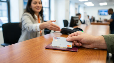 A person gets into their car hire vehicle on a street in New York, with yellow cabs and skyscrapers in the background