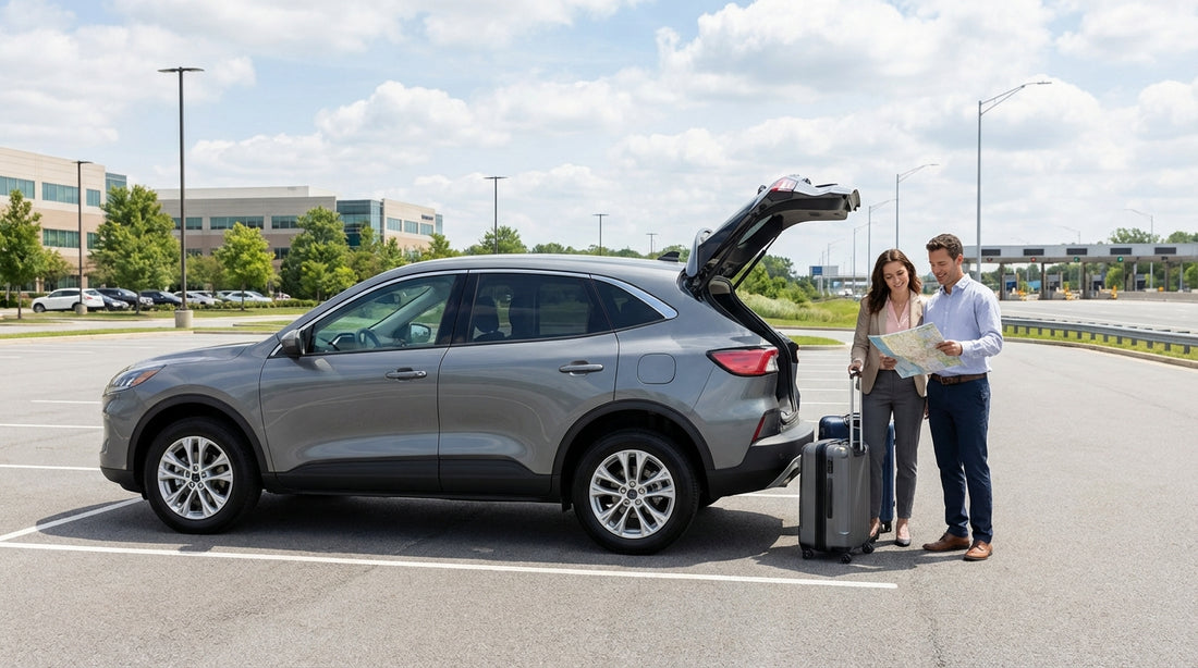 A driver's view from a car hire vehicle in congested midtown New York traffic