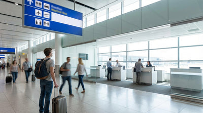 A car rental shuttle bus waits for passengers outside the arrivals terminal at LaGuardia Airport in New York