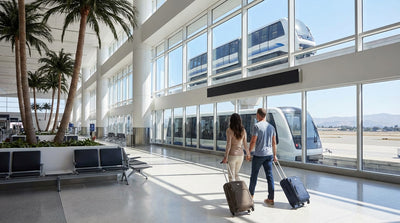 The SFO AirTrain arriving at the station for the car rental center in San Francisco