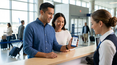 A car rental driving along a winding mountain road through a lush, sunny forest in Pennsylvania