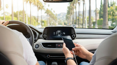 The dashboard screen of a car rental in Los Angeles displaying the Apple CarPlay interface