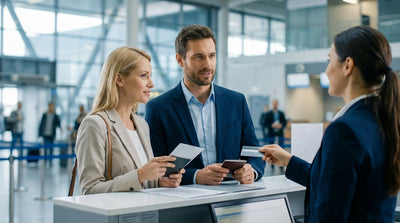 A car hire vehicle drives on a scenic road through the colorful autumn forests of rural Pennsylvania