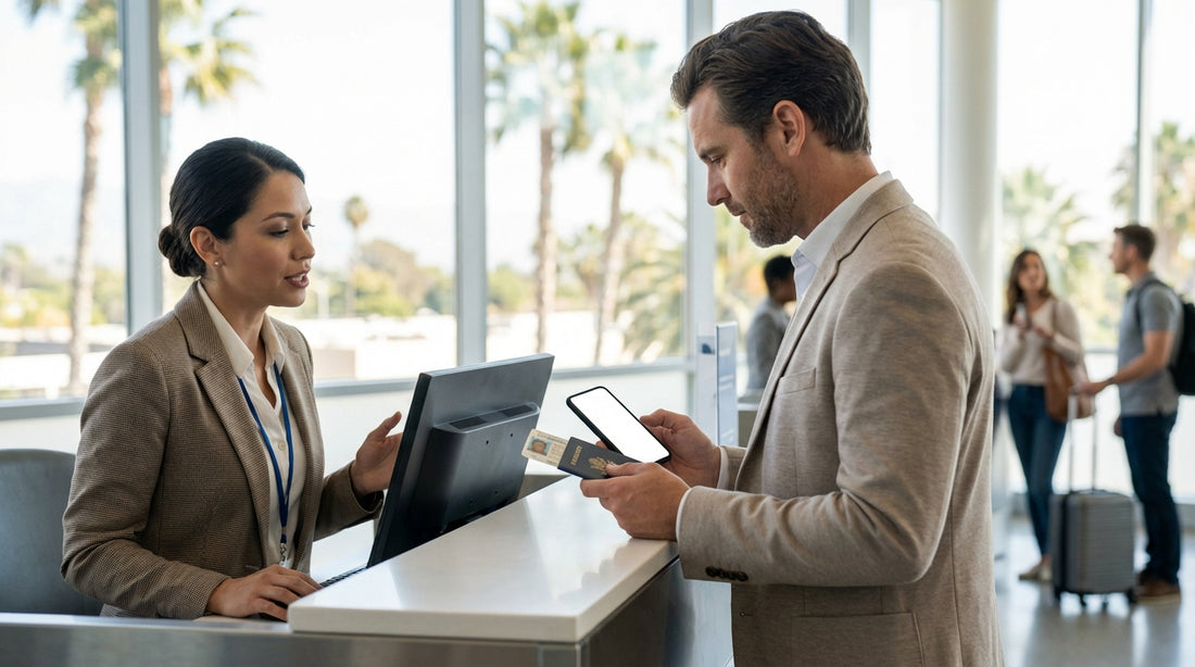 A red convertible car hire drives along a sunny, winding coastal highway in California