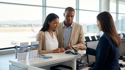A car rental driving across the Golden Gate Bridge on a clear day in San Francisco