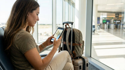 A car rental driving down an open road through the vast, sunny landscape of Texas